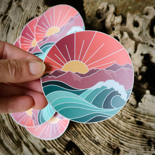 "Give Me Both" Mountains + Waves Sticker